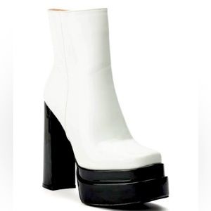 Azalea Wang Black and White Platform High Heel Boots